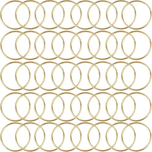 40Pcs Metallringe zum Basteln, BetterJonny 5cm Metallringe Drahtringe Deko Ringe Makramee Zubehör Deko Metall Ringe zum Aufhängen für Traumfänger Ring Makramee Ring Wickeltechnik Hochzeitskranz, Gold