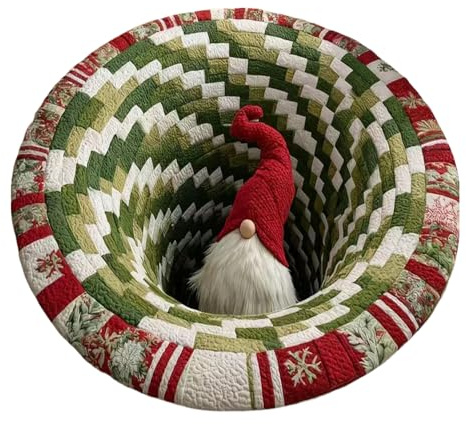 Siuwddee Weihnachten Dekoration Fußmatte 3D Wirbel Optischer Täuschung Teppich, Visual Illusion Rutschfester Badteppiche Badematte Weihnachts Optik Teppich, Dekorativer Bereichsteppich