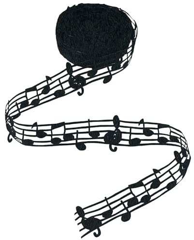 Wellrun 10 Yards Black White Musical Note Decorative Ribbon,Hollow Music Polyester Ribbon for DIY Projects,Scrapbooking,Gift Wrapping,Cake Decoration