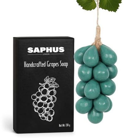 Grape Shaped Soap On a Rope, Natural Cold Process Bar for Bath & Body, Decorative Soap Gift in Elegant Gift Box, Green