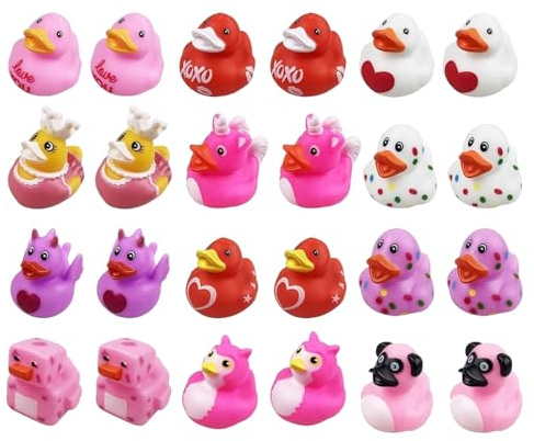 Badeenten zum Valentinstag | 24-teiliges kreatives und niedliches Spielzeug für | lustiges Wasserspiel für das Bad, für Schule, Party zu Hause und Familie, Spaß und Feier