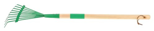 Parliky Rastrillo Jardín Infantil con Mango Madera Desmontable Herramienta Versátil para Césped y Diseño Portátil y Ergonómico Color Verde para Niñas Actividades al Aire