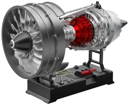 DM121 Turbofan Flugzeug Motor Modellbausatz DIY Metall Mechanische Jet Engine Modellbausatz, Elektrisch Betriebener Doppelspulenmotor High Bypass Ratio Motor Geschenk Für Erwachsene Sammler