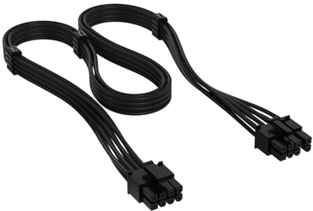 CORSAIR Elite Premium Cable PCIe 8-Pin (6+2 Split) Type 4 en Funda Individual – Diseño Paracord de Malla de Triple Capa, Compatible con PSU Corsair Type 4 – Negro