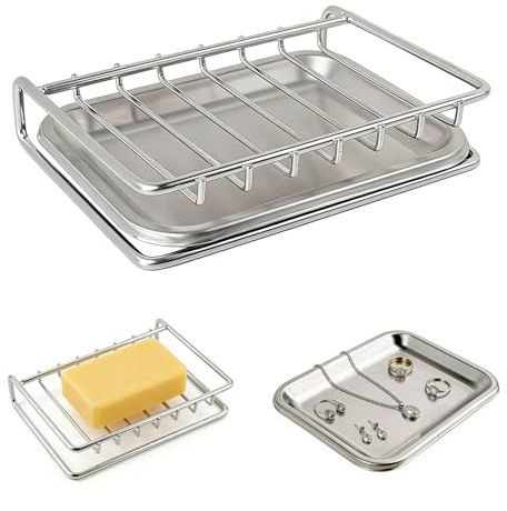 Seifenschale mit Ablauf Edelstahl Seifenhalter mit Abtropfschale | Selbstentwässernde Seifenschalen Seifenschale Ohne Bohren für Badezimmer Dusche Küchenspüle Waschbecken