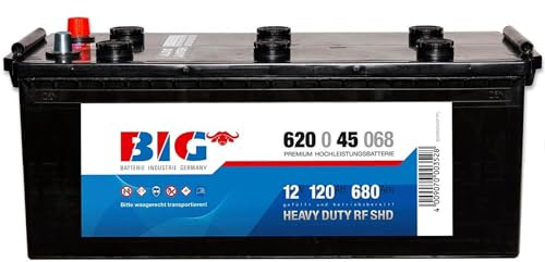 BIG LKW Starterbatterie 12V 120Ah 680A EN DIN 62045 | Silber-Calcium Nassbatterie, 680A EN Kaltstartstrom, Nutzfahrzeuge, Traktoren, Baumaschinen, 33,6 kg, 514 x 189 x 223 mm