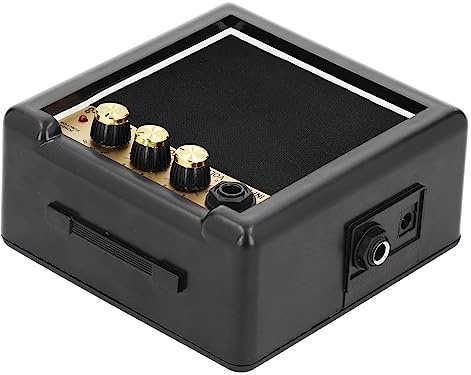 Jeffergarden Bärbar Gitarrförstärkare, Minihögtalare i Metall och Plast med Tonkontroll, 3W Batteridriven Gitarrbasförstärkare för övande Nybörjare Hemmabruk