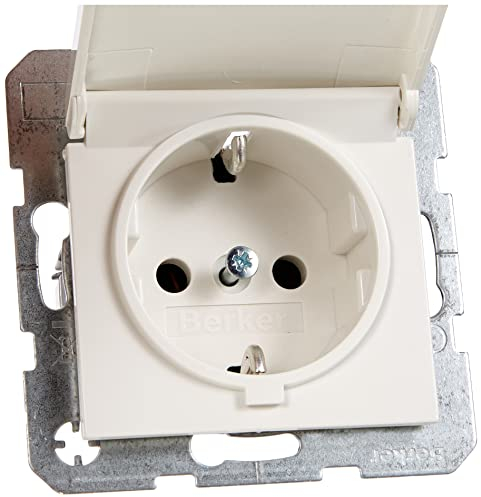 Berker SCHUKO-Steckdose pws/gl 47518989 mit Klappdecke B.1;B.3;B.7;S.1 Steckdose 4011334280774