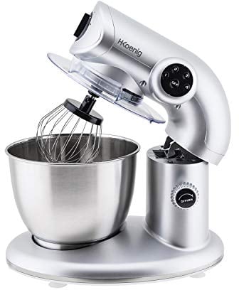 H.Koenig KM80 Robot da cucina multifunzione, 5L, 4 Velocità, 1000 W, Grigio