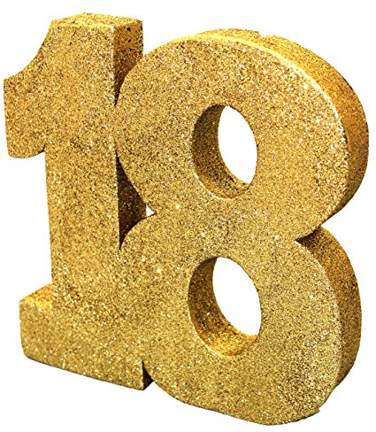Number 18 Glitter Table Decoration Gold| Table Centrepiece | Table Decorations Centrepiece | 18th Birthday Decorations | Pack of 1 | 20cm |H100