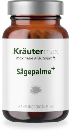 Kräutermax Sägepalme Kapseln mit Brennessel und Kürbiskern Extrakt Hochdosiert + Vitamin C - Saw Palmetto - 60 Kapseln