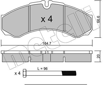 metelligroup 22-0212-0 Bremsbeläge, Made in Italy, Ersatzteile für Autos, ECE R90-zertifiziert, Kupferfrei