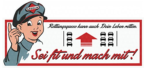 cut-it folientechnik & design MG019 / Aufkleber RETTUNGSGASSE 12x5,5cm Old School Oldtimer Vintage Retro Männchen Sticker Auto Motorrad