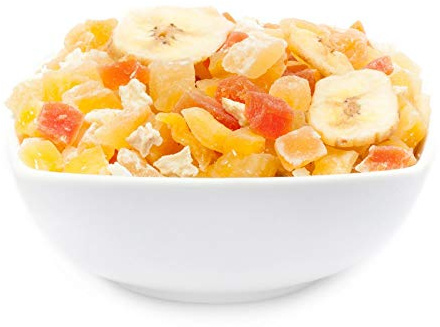 1 x 3kg Exotische Fruchtmischung kandierte Fruchtstücke Papaya Mango Melone Ananas Kokos Apfel Banane fettarm salzfrei vegetarisch glutenfrei laktosefrei