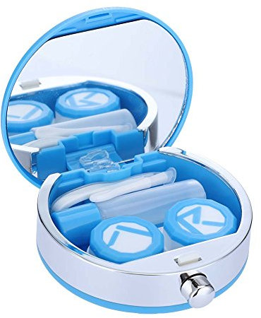 Contact Lens Case, Mini Contact Lens Holder Eye Care Lens Case Set Cute Lovely Travel Kit Box (Blue)