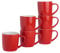 Argon Tableware Coloured Coffee Mugs - Red - 350ml - Pack of 6 - Gloss Ceramic Stoneware Latte Cappuccino Cups Hot Chocolate Cups Colourful Mug Set with Handle