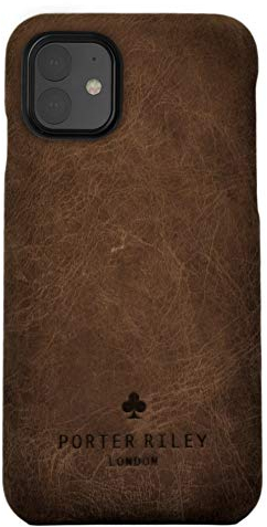 PORTER RILEY - Leather Case for iPhone 11 (6.1). Premium Genuine Leather Slimline Back Case (Chocolate Brown)