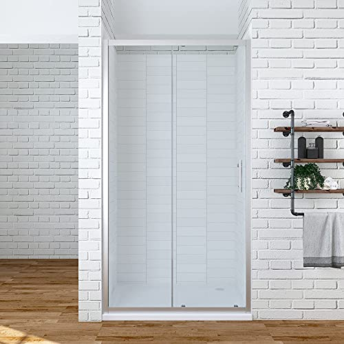 Duschschiebetür Duschabtrennung Duschwand Glas Duschtür Schiebetür in Nische Nischenschiebetür Dusche 120 x 185 cm ESG-Sicherheitsglas Klarglas | AQUABATOS