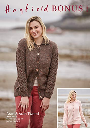 Hayfield Bonus Aran & Aran Tweed with Wool Knitting Pattern - 10073 Cardigan