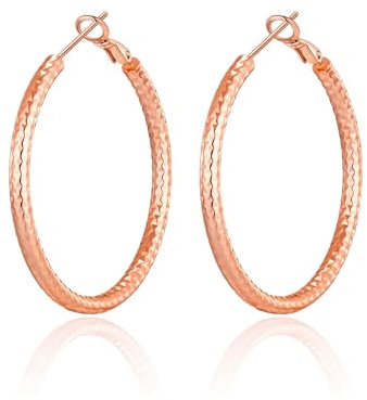 Philip Jones Rose Gold Plated 40mm Diamond Cut Hoop Earrings