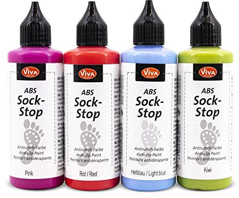 Viva Decor ABS Sock Stop Set (4 x 82 ml, Colored Dreams) Stopper für Socken - Anti Rutsch Noppen für Socken - Socken Stopp - Antirutsch für Socken - ABS Farbe - Made in Germany