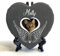 Individueller Personalisiert Herzform Tiergrabstein Schiefer Gedenkstein + Ständer für Hund, Katze und andere Haustiere Tiere - Größe | 10 x 10 cm | - Engelsflügel