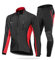NUCKILY Herren Fahrradbekleidung Set Winddicht Thermo Fleece Winterjacke MTB Bekleidung Rennrad Fahrrad Trikot Langarm und Fahrradhose mit 3D Sitzpolster (ME020 Rot, S)