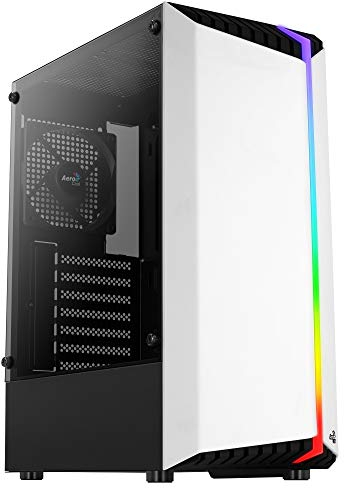 Aerocool BIONICV1WH Blanca, Caja Gaming RGB ATX, Cristal Templado+Ventilador 12cm