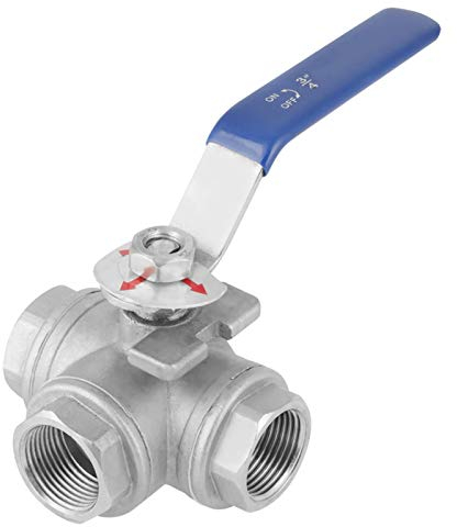 Roberee Kugelhahn 3/4, Edelstahl SUS304 Rohr 3 Wege Ventil T-Typ Innengewinde 3/4DN20 Einfache Handhabung Reparatur für Garten Pool Wasserzapfsäule Außenhahn Regenwassersammler Wasseranschluss