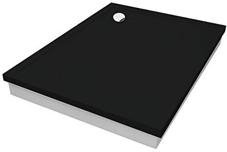 Sellon24® Duschtasse Schwarz Stein Effekt Styroporträger Duschwanne Black Stone DIN 51097A (80x100x4,5/17)