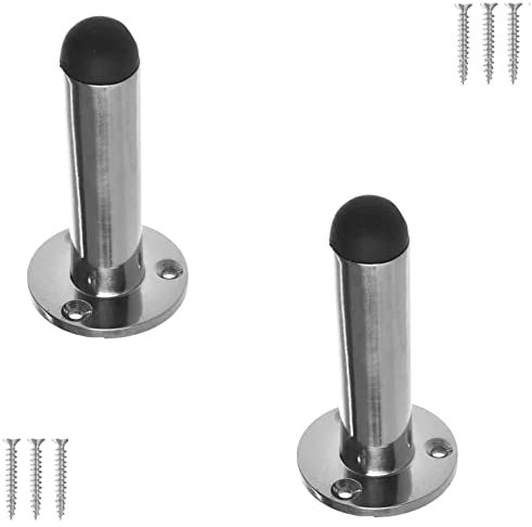 TERF® Polished Chrome Door Stopper Wall Mounted 75mm Door Stop Projection Wall Mounted Door Stopper Including Fixing Screw - Pack of 2