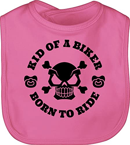 Baby Lätzchen - Sprüche - Kid of a biker born to ride mit Schnuller schwarz - Unisize - Pink - lustige babysachen spruch motorrad babylatz babykleidung lustig spruche babylätzchen