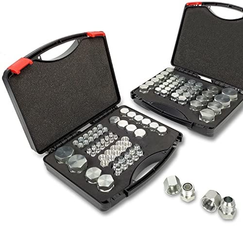 Pikwo 160 PC JIC und ORFS Master Industrie-Hydraulikkappe und Stopfen, Schlauch- und Rohrverschraubungs-Set, Kappe und Stecker-Set, Präzisionsgewinde in ORFS und 37° Armaturenbrett, Größen 4, 6, 8, 10