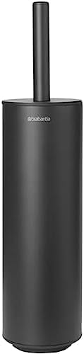 Brabantia - Mindset Toilettenbürste & Halter - Hygienische Silikonbürste - Reinigt Unter dem Rand - Schutzgriff aus Stahl - Korrosionsbeständig - Badezimmerzubehör - Infinite Grey - 42 x 11 x 9,6 cm