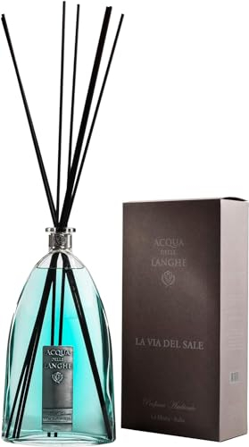 Acqua delle Langhe Raumduft-Diffusor mit Rattanstäbchen, La Via del Sale, 200 ml – Eleganter Aroma-Diffusor,Lang anhaltender -Made in Italy