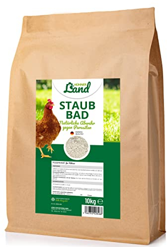 HÜHNER Land Staubbad für Hühner & Geflügel 10 kg – Hühner Zubehör für Hühnerstall und Auslauf, Zeolith Naturprodukt zur Pflege effektiv gegen Parasiten und Milben, artgerechtes Sandbad