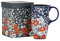 Topadorn Ceramic Travel Mug with Lid Coffee Mug with Gift Box Latte Mug Coffee Cup, 17oz Large Capacity Mug Home Office Gift, White Flower