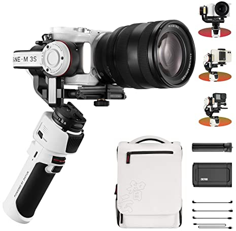 Zhiyun Crane M3 S Stabilizzatore gimbal combinato per fotocamere DSLR Mirrorless Stabilizzatore video palmare a 3 assi compatibile con Gopro, Action Camera, Smartphone, clip per telefono inclusa