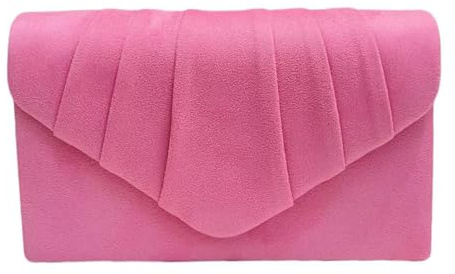 LeahWard Women's Suede Glitter Clutch Handbags Purse Wedding Bags Evening Handbags 308 (Full Hot Pink)