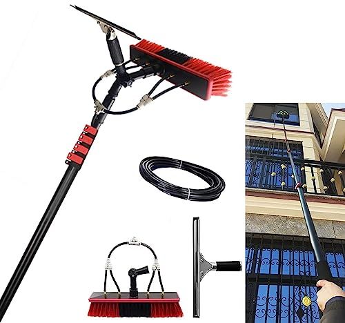 QJJML High-Strength Carbon Fiber Retractable High-Altitude Cleaning Window Cleaning Brush Solar Panel Cleaning Brush Window Cleaning Pole Water Fed Brush,36FT/10.8M