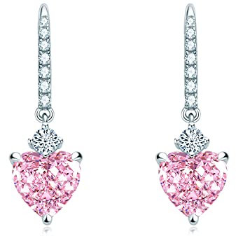 AINUOSHI Damen Ohrringe Silber 925 Ohrringe Hängend Herz Anhänger Moissanit Schmuck für Frauen Mama Geburtstag Weihnachten