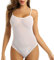 ROSVAJFY Women’s Sheer Mesh Bodysuit One Piece Sexy Backless Lingerie See Through Monokini One-Piece Swimsuit Scoop Neck Transparent Soft Teddy Top Leotard Underwear (White)
