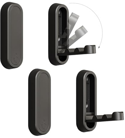 XSGTZMJ Foldable Wall Hooks, 40lb Heavy Duty, Zinc Alloy, Black, 4 Pack