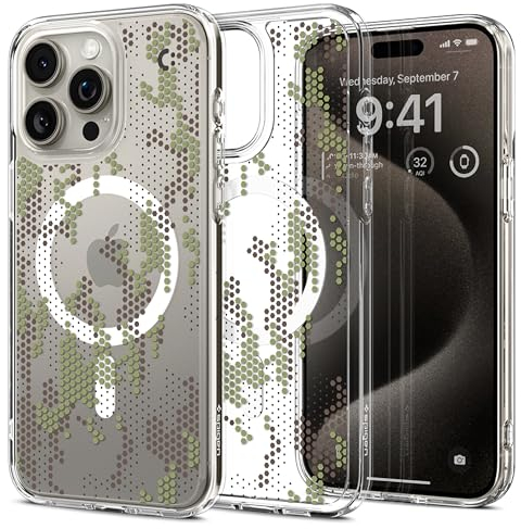 Spigen Ultra Hybrid MagFit Case for iPhone 15 Pro, Compatible with MagSafe Accessories - Digital Camo