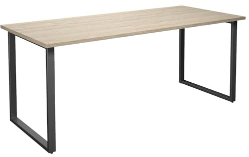 Kaiser + Kraft Mehrzwecktisch Duo-O | Gerade Platte, Tiefe 800 mm, Breite 1800 mm, Eiche / schwarz