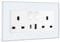 BSEED Double Switched Sockets with USB C and USB A Charging Ports, UK Standard Electric Power Sockets with Glass Panel, 2 Gang 13A Wall Socket, White