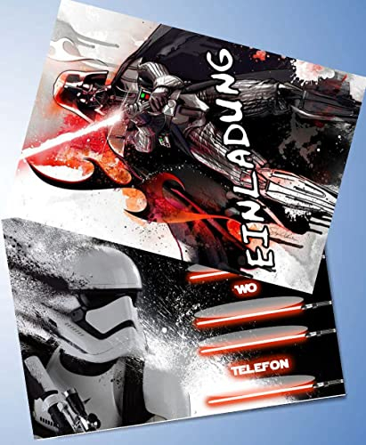 VSW 12 Einladungskarten & 12 Umschläge für Geburtstag Partys und Kindergeburtstag Star Wars Nr. 88