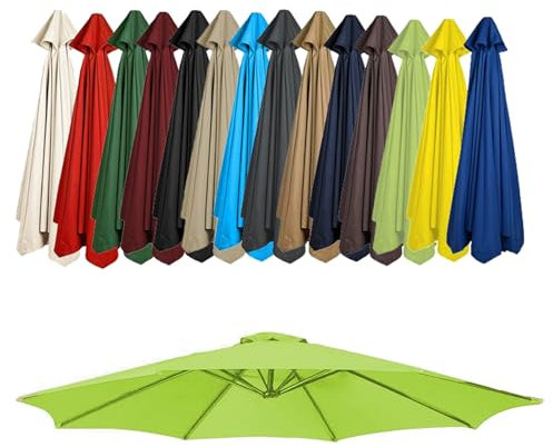 GZDXBF Patio Umbrella Replacement Canopy, Parasol Canopy Cover For 200cm/270cm/300cm +6 Arms/8 Arms Parasol, Uv-Resistant, Waterproof, Washable(Color:Grass green,Size:8 ribs: 3m/9.8ft)