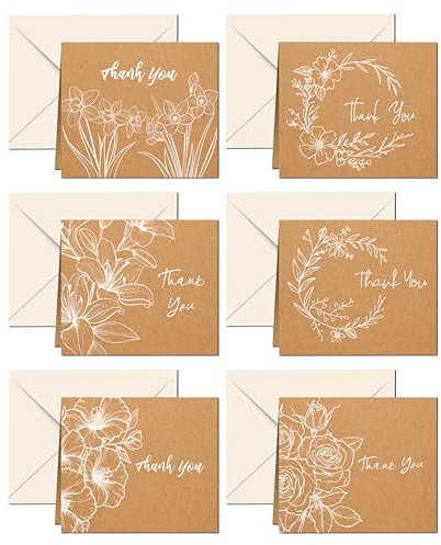 Giftinghouse Dankeskarten, Multipack mit Umschlägen, Kraftpapier, Dankeskarten für Hochzeit, Lehrer, Kinder, Weihnachten, umweltfreundlich, hergestellt in Großbritannien, 36 Stück