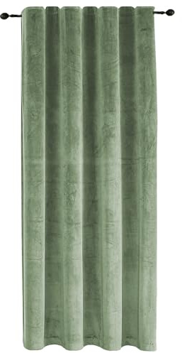 TiborTex Vorhang Kräuselband Lindgrün 140x175 cm Verdunkelung Samt weich Blickdicht Gardine Universalband Schlafzimmer Wohnzimmer Thermovorhang